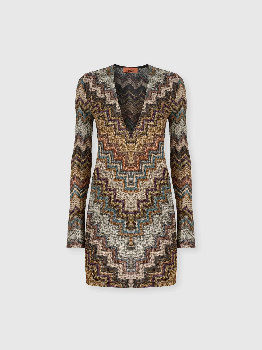 Zig zag knit mini dress in viscose - 1