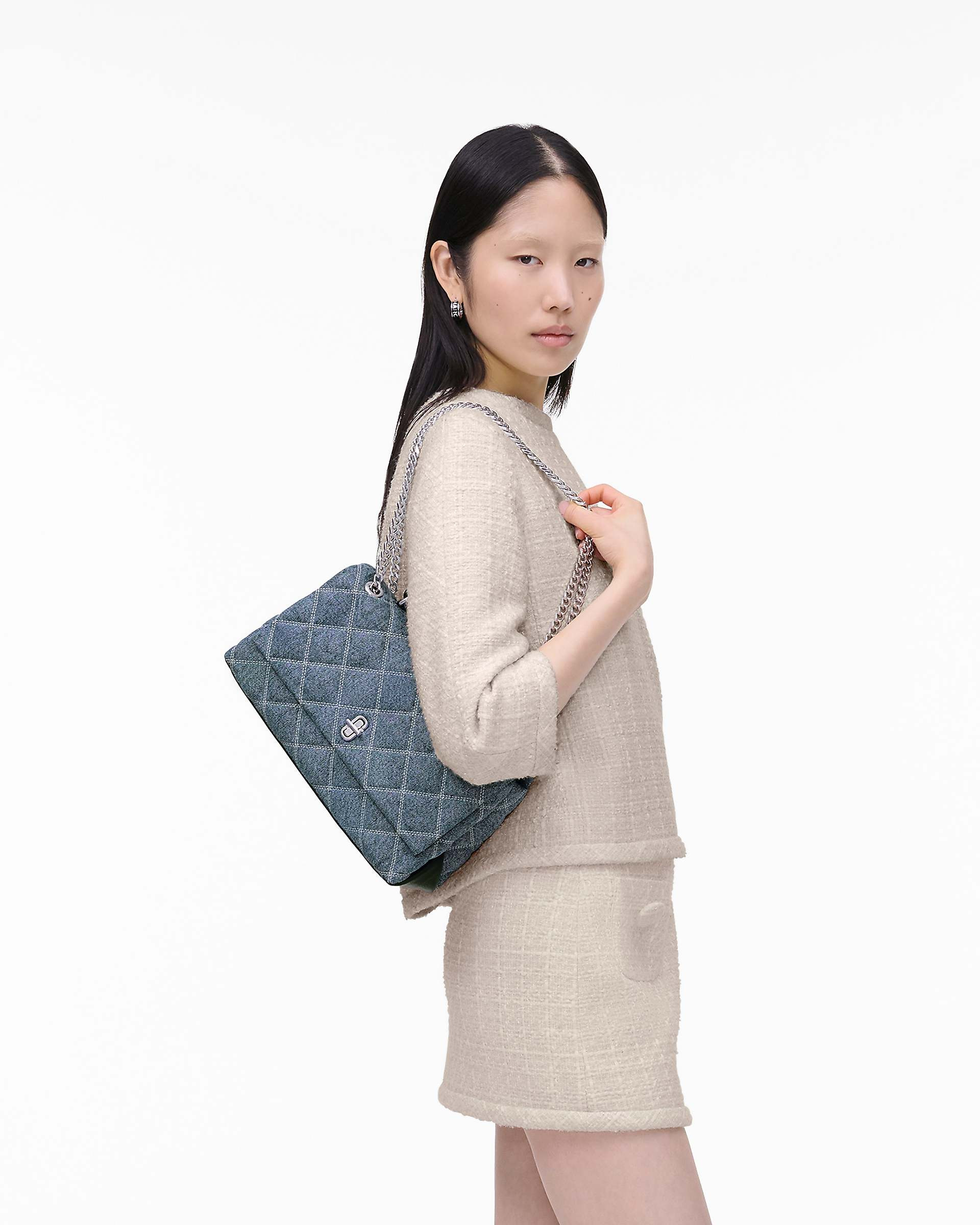 THE QUILTED DENIM DUAL CHAIN SHOULDER BAG - 2