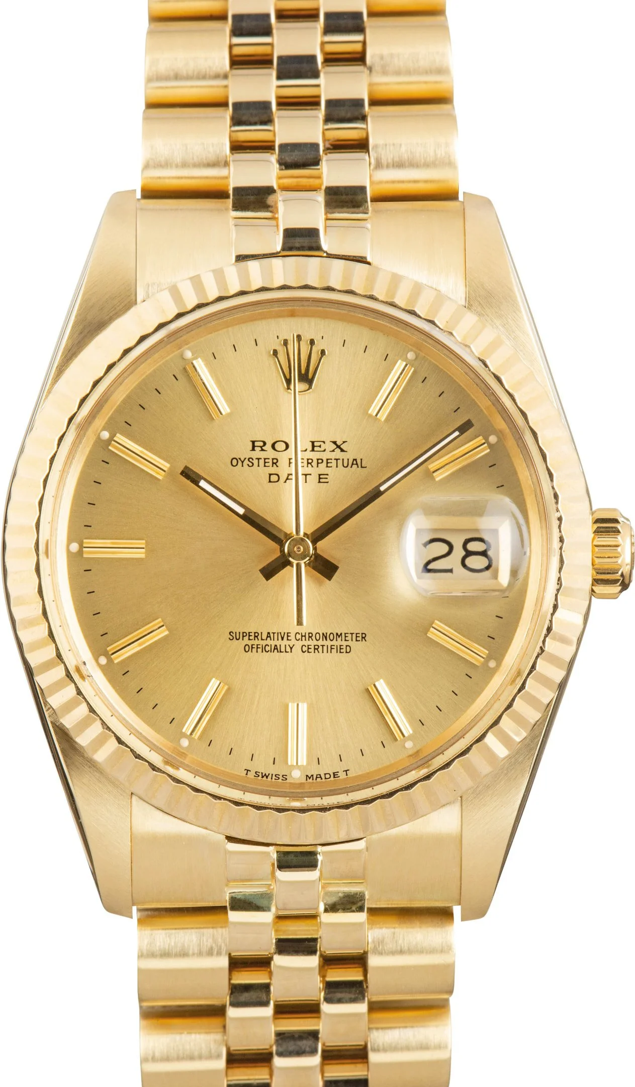 Pre-owned Rolex Date Ref 15037 Champagne Index Dial - 1