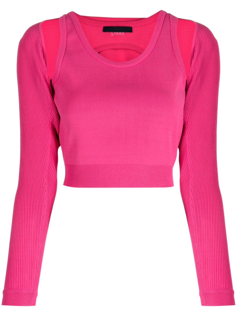 cut-out layered cropped top - 1