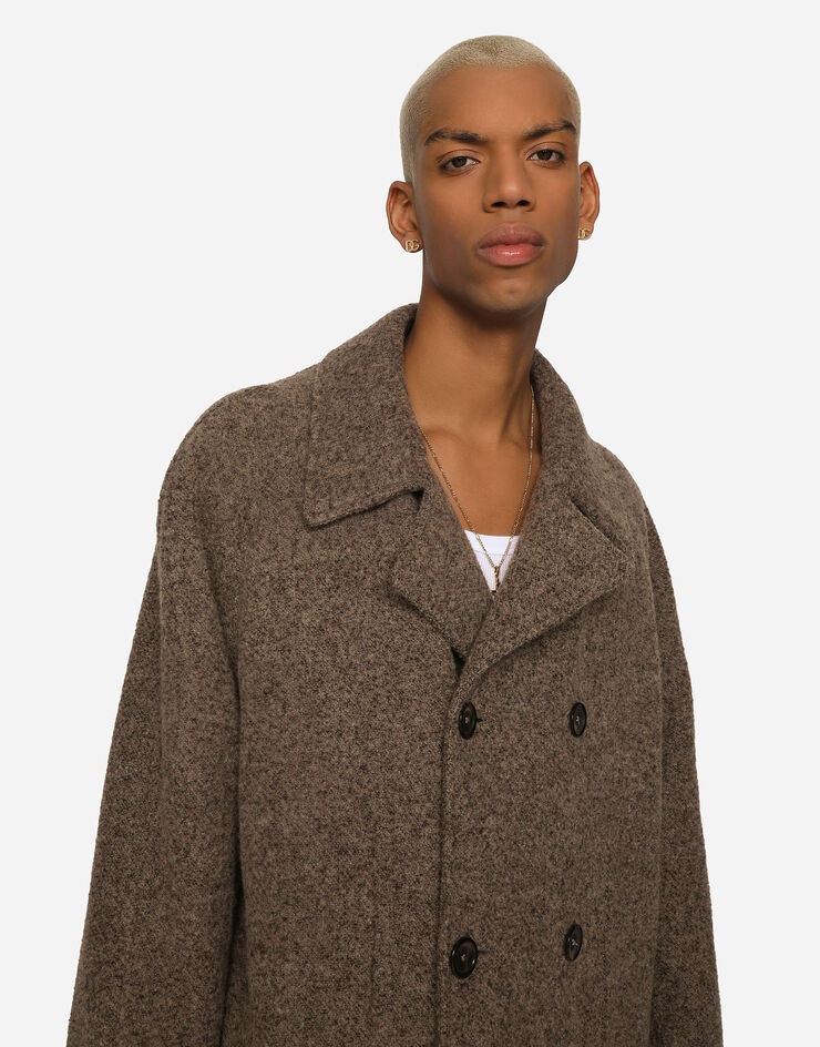 Double-breasted melange alpaca wool coat - 4