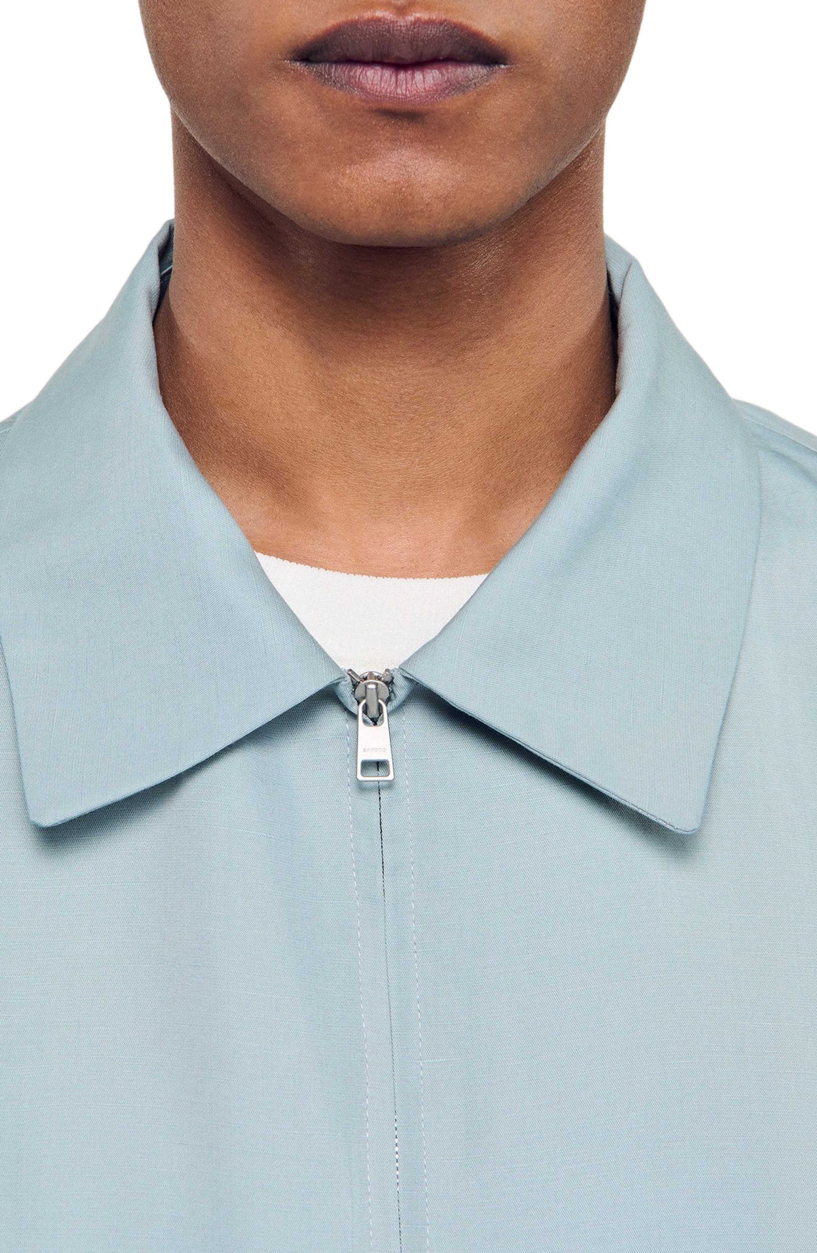 SANDRO Zip-up jacket in Chambray at Nordstrom - 4