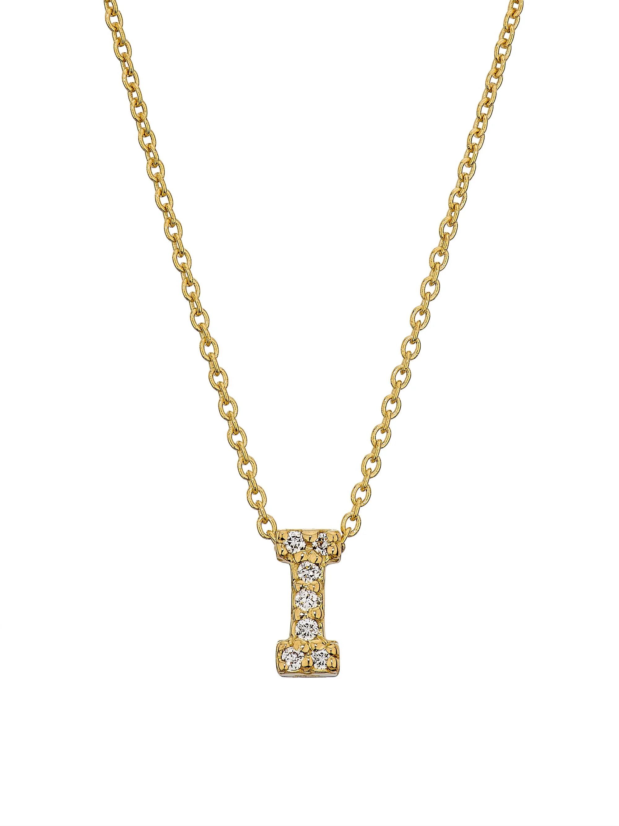 Women's Tiny Treasures Diamond & 18K Yellow Gold Initial Necklace - Initial I - 1