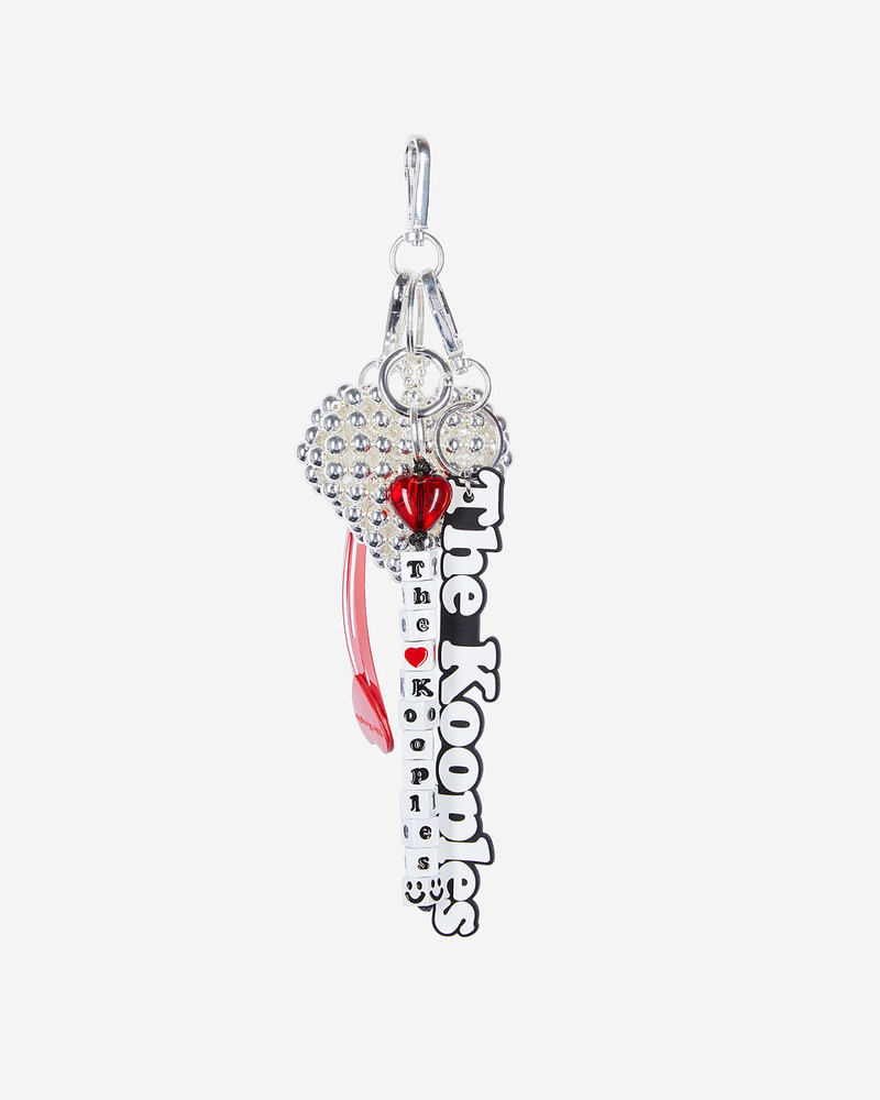 WHITE AND RED BEADED BAG CHARM 4