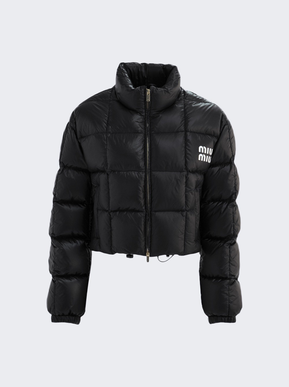 Cropped Nylon Down Jacket Black - 1