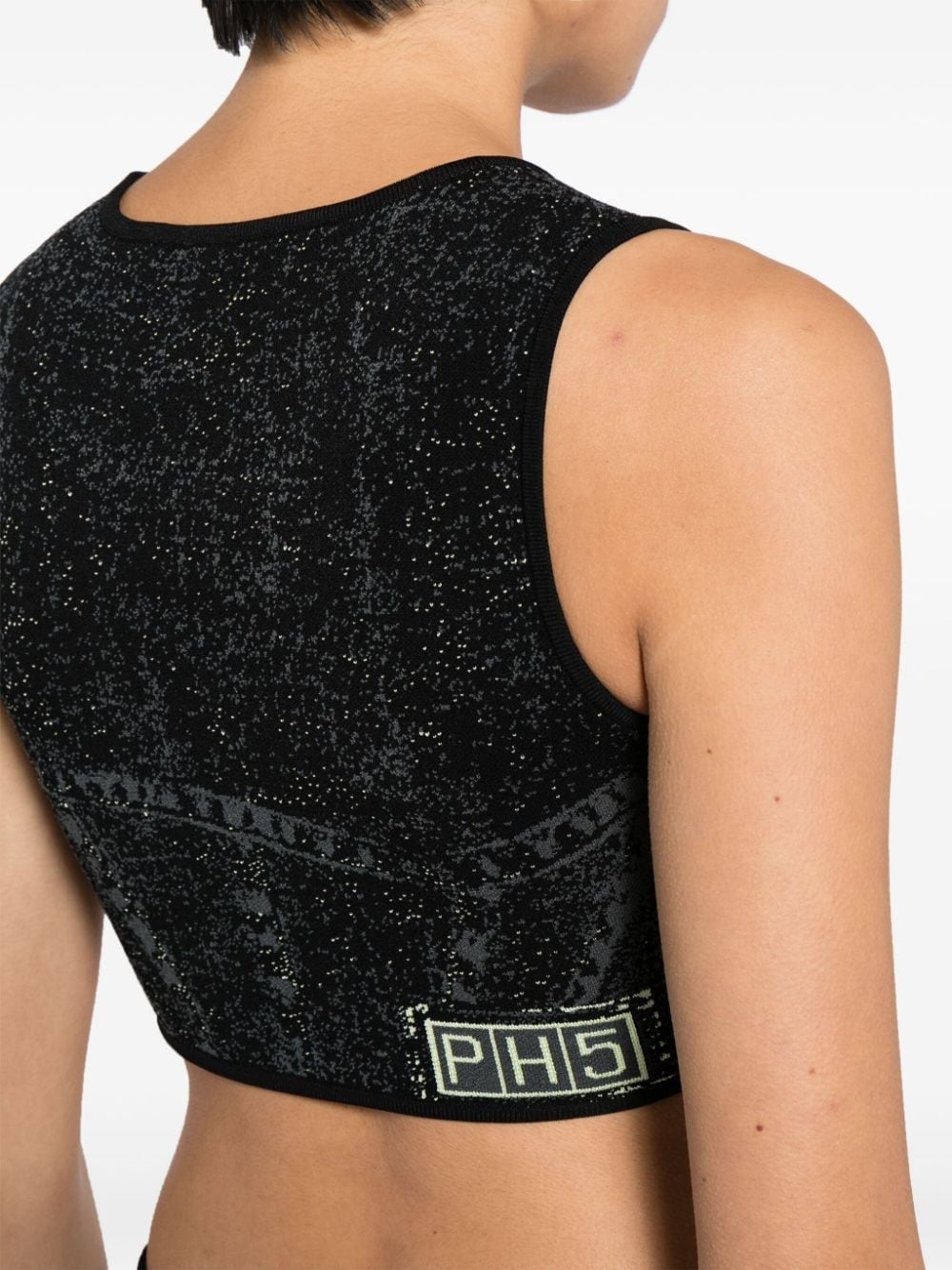 Lillian denim-print crop top - 5