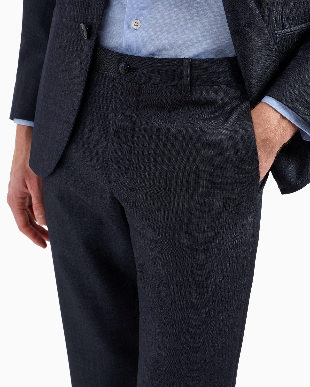 SOHO LINE SINGLE-BREASTED SUIT IN A CHAMBRAY-EFFECT WOOL AND SILK - 6