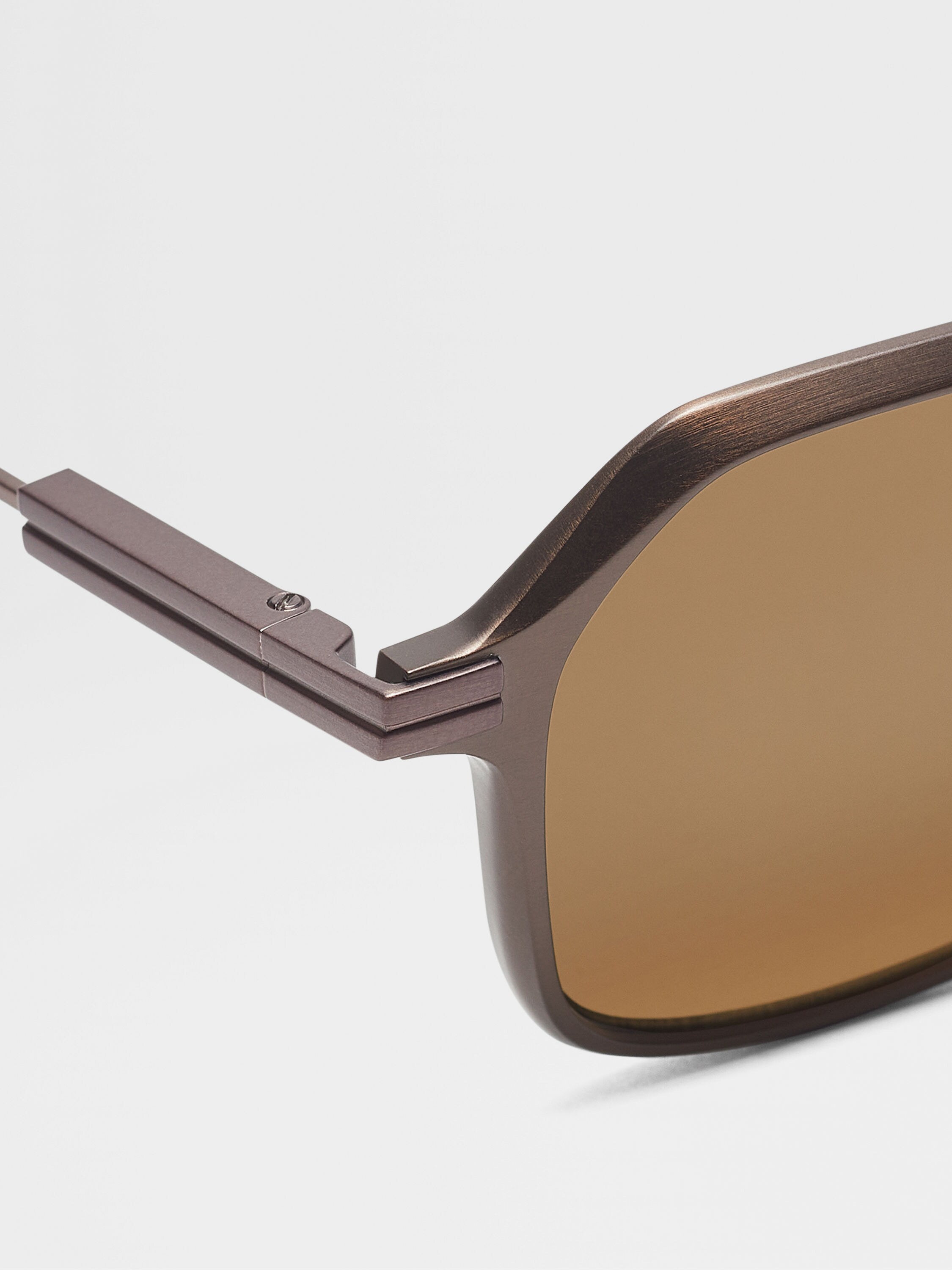 LIGHT BROWN ALUMINUM AND METAL SUNGLASSES - 2