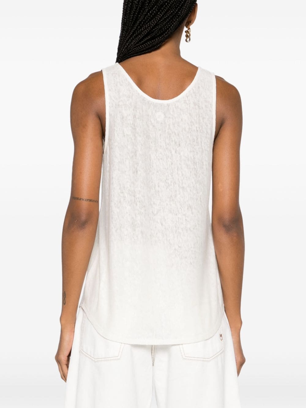 scoop-neck linen tank top - 4