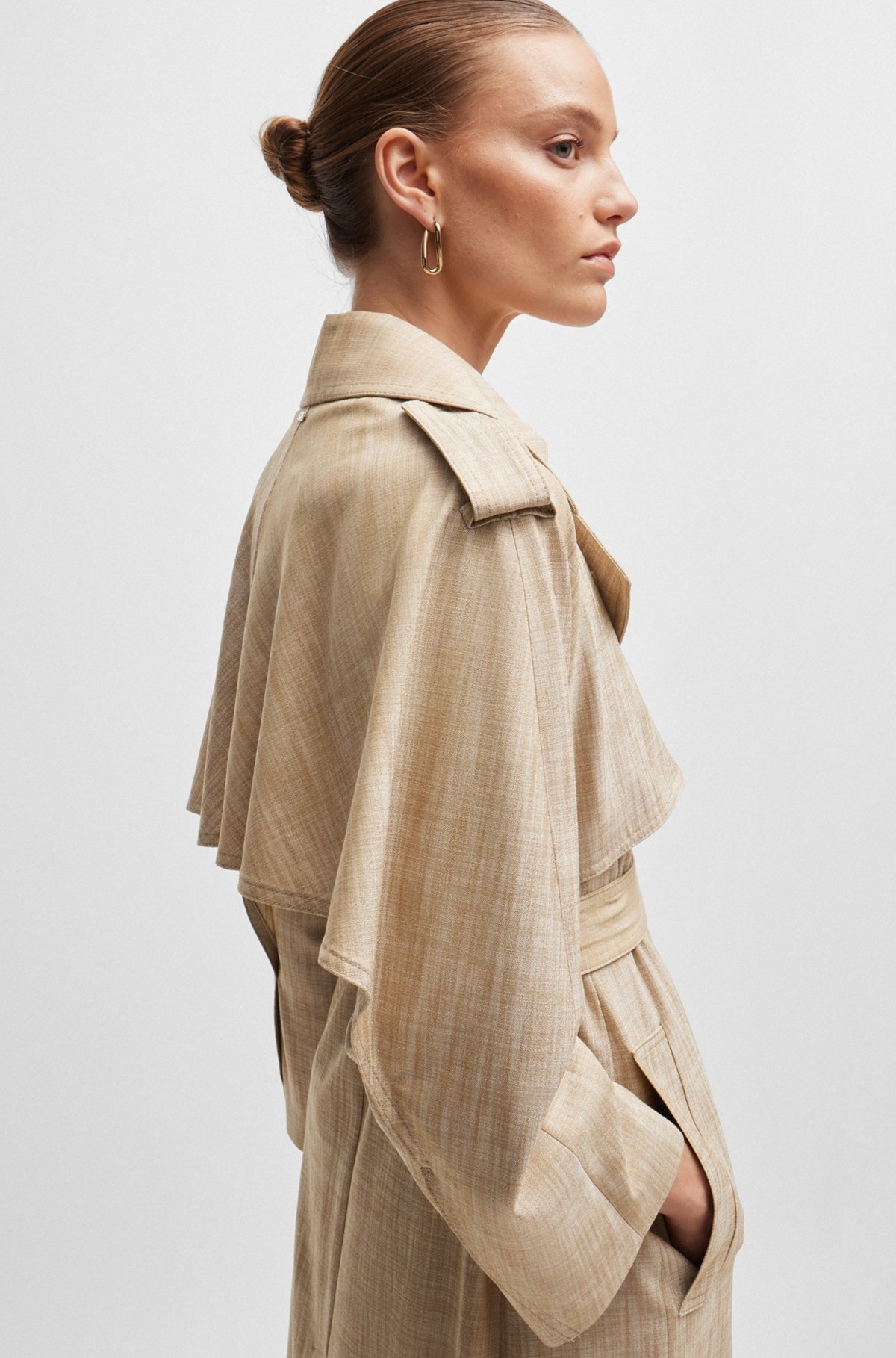 DOUBLE-BREASTED TRENCH COAT IN PINSTRIPE MATERIAL - 6