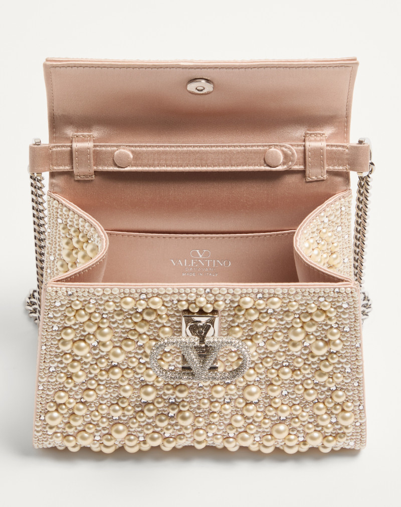 Valentino VALENTINO GARAVANI VSLING MINI HANDBAG WITH PEARLS, RHINESTONES AND JEWEL LOGO outlook