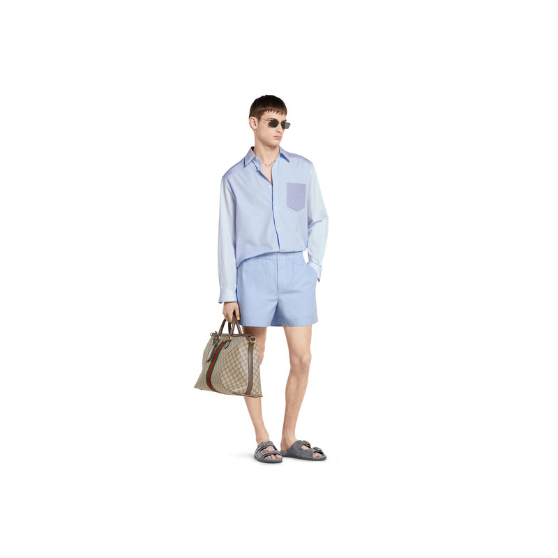 GUCCI Striped cotton shirt with embossed logo outlook