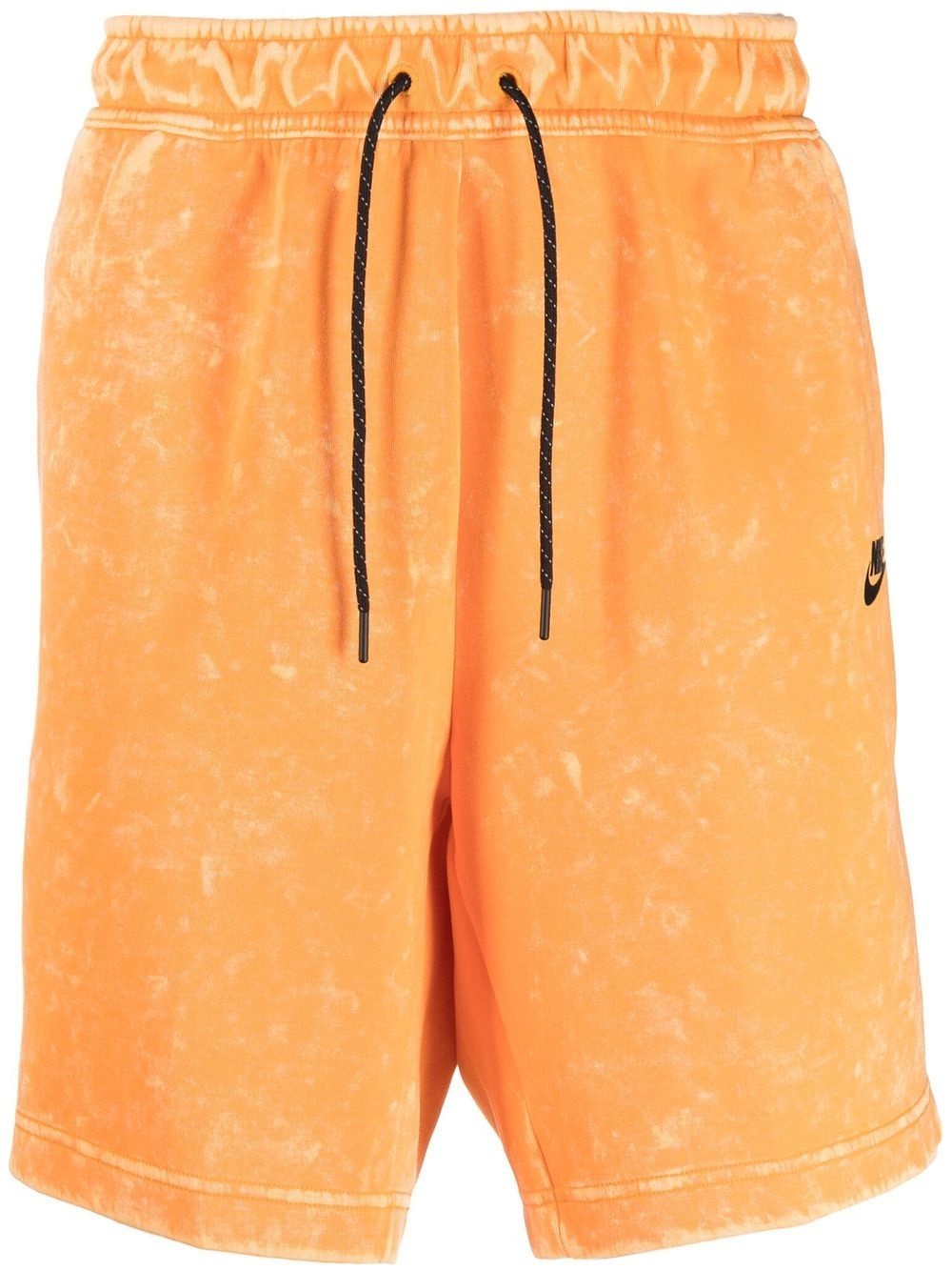 acid-wash drawstring track shorts - 1