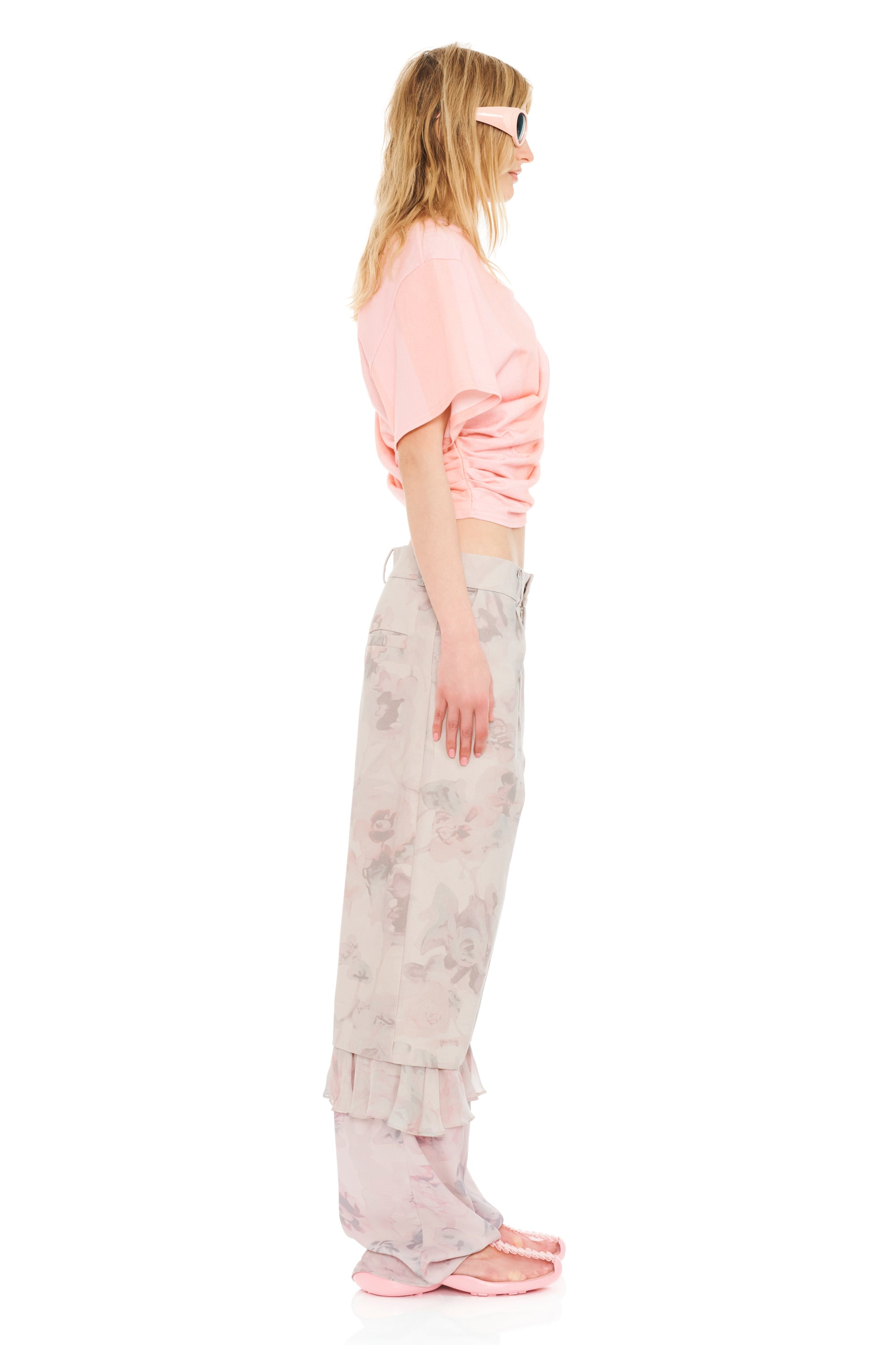 MELON STRIPE EVA DRAPED TEE - 3