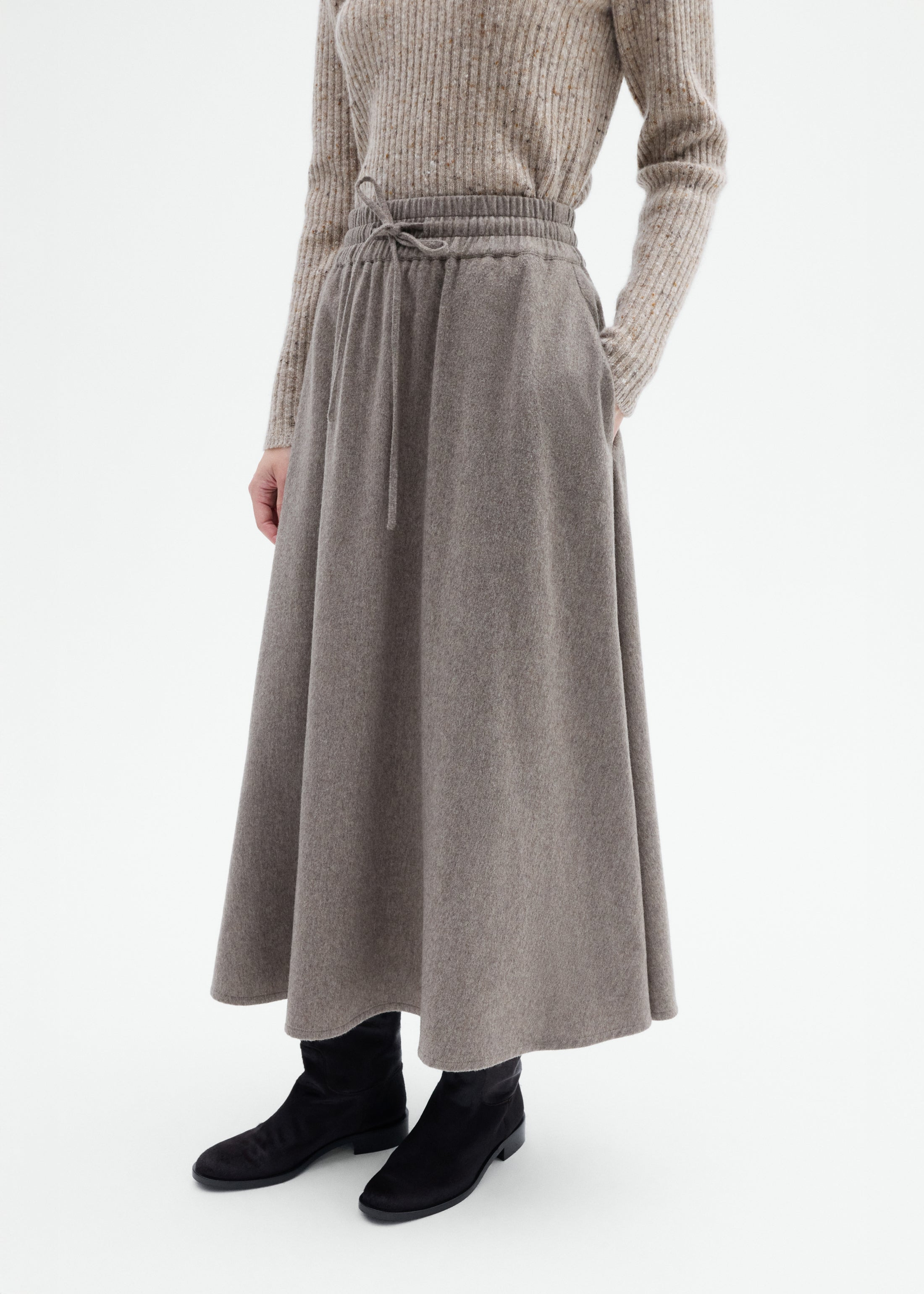 Drawstring Midi Skirt in Wool Cashmere - 2