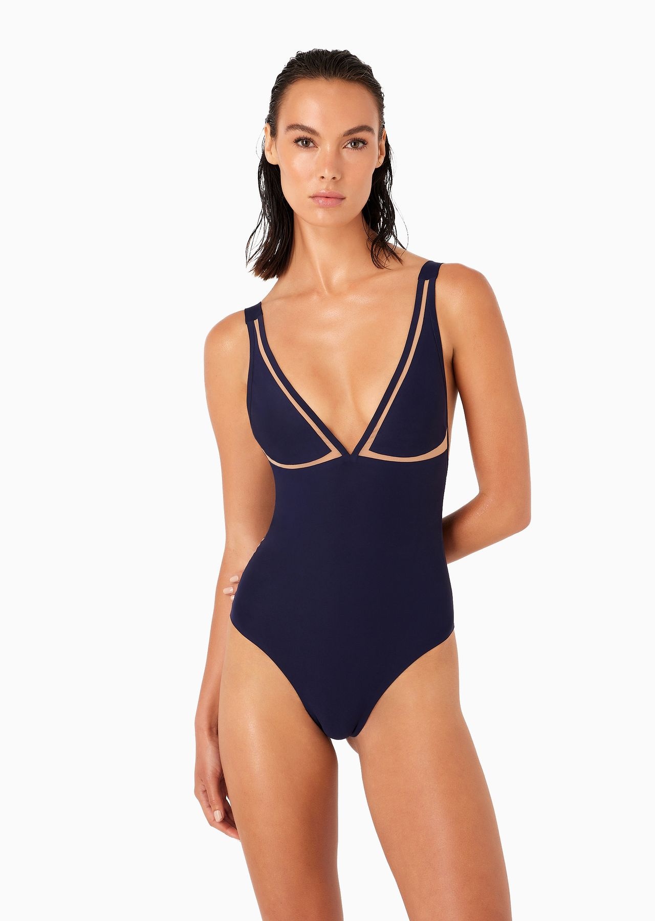 One-piece swimsuit with tulle details - 2