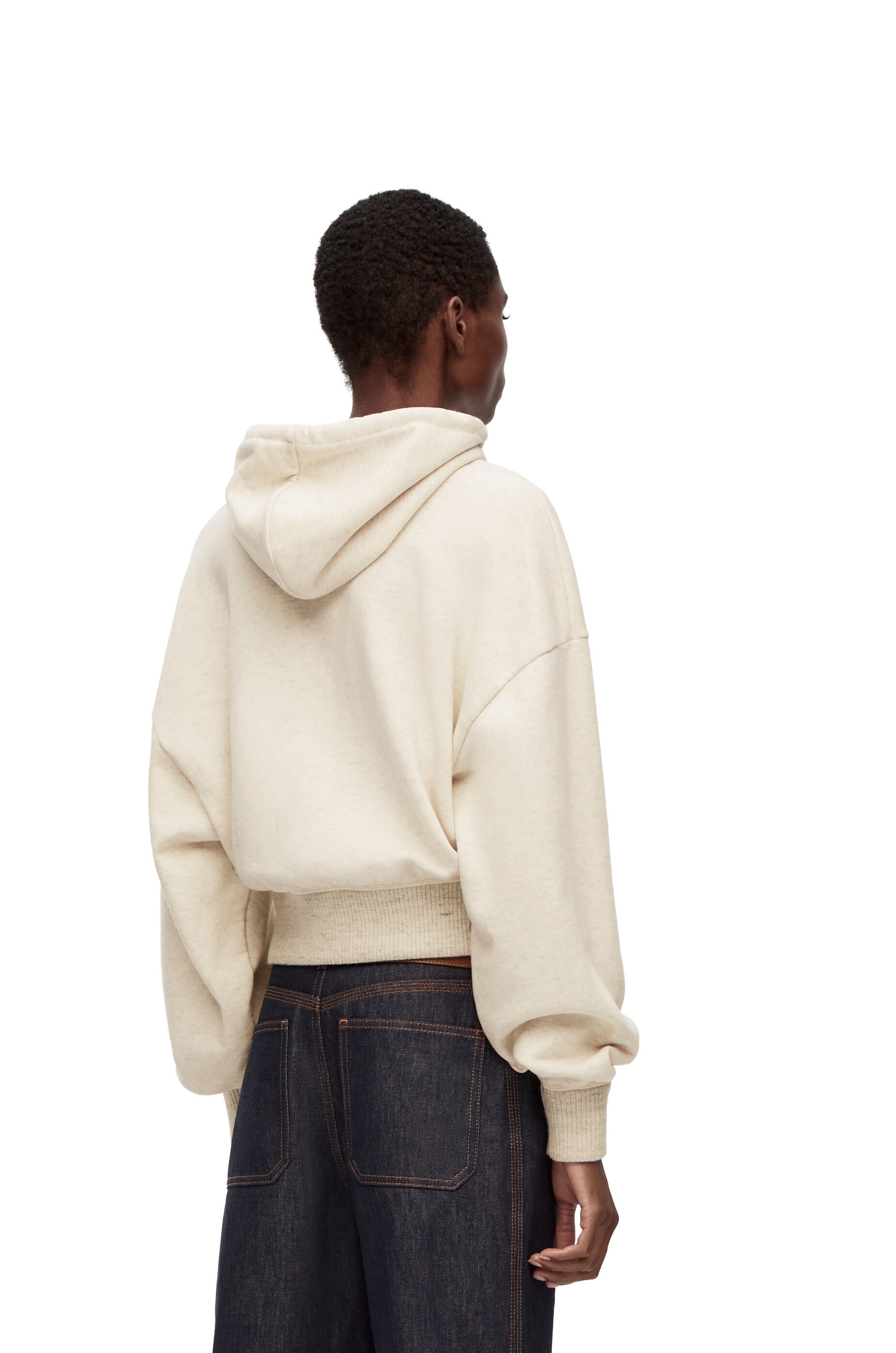 Anagram leather patch hoodie in cotton - 4