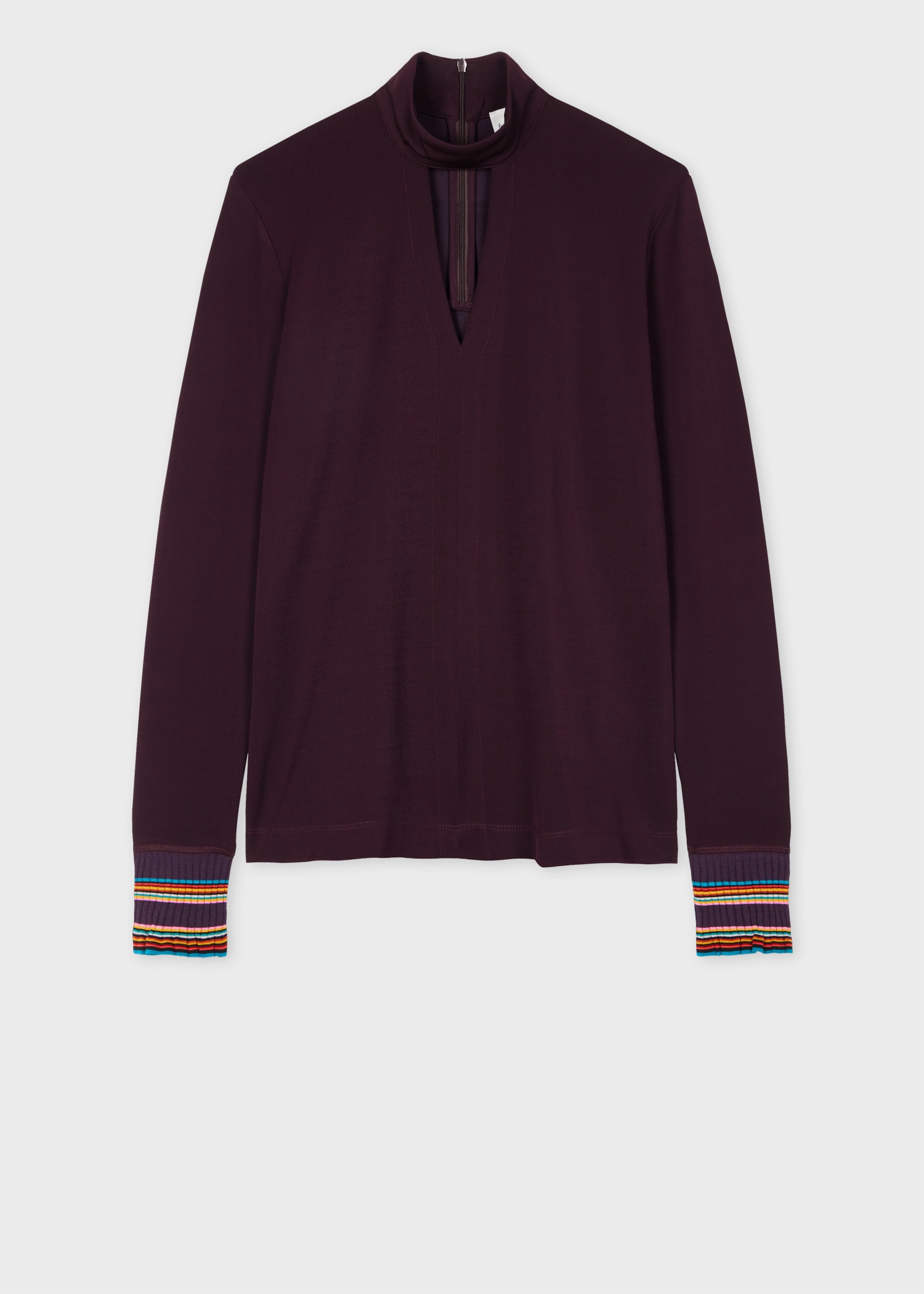 Women's Aubergine Viscose-Blend Jersey Keyhole Top - 1