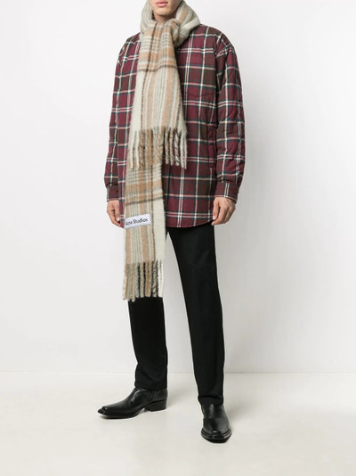 Acne Studios check print fringed scarf outlook