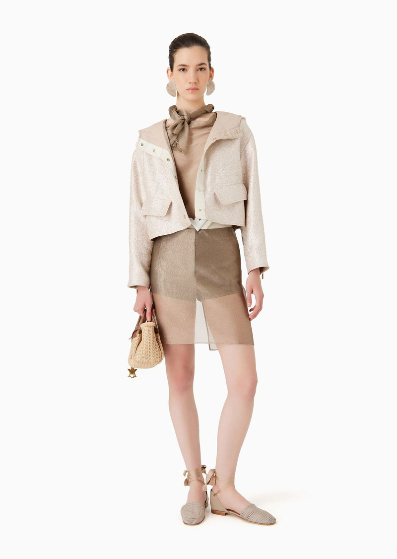 EMPORIO ARMANI Lurex tweed hooded short blouson outlook