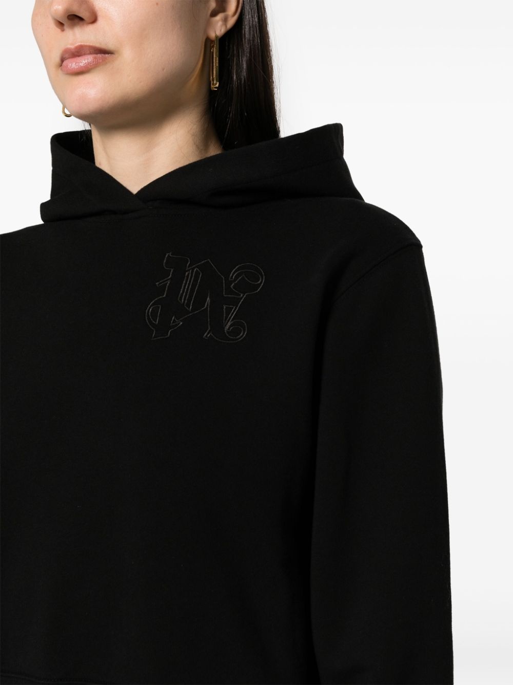 logo-embroidered cotton hoodie - 5