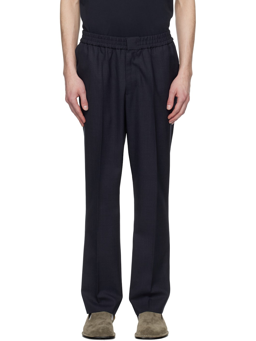 Navy Elasticated Waist Trousers - 1