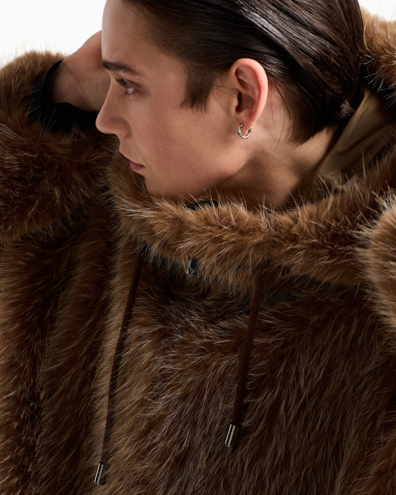 FAUX FUR HOODED BLOUSON - 5