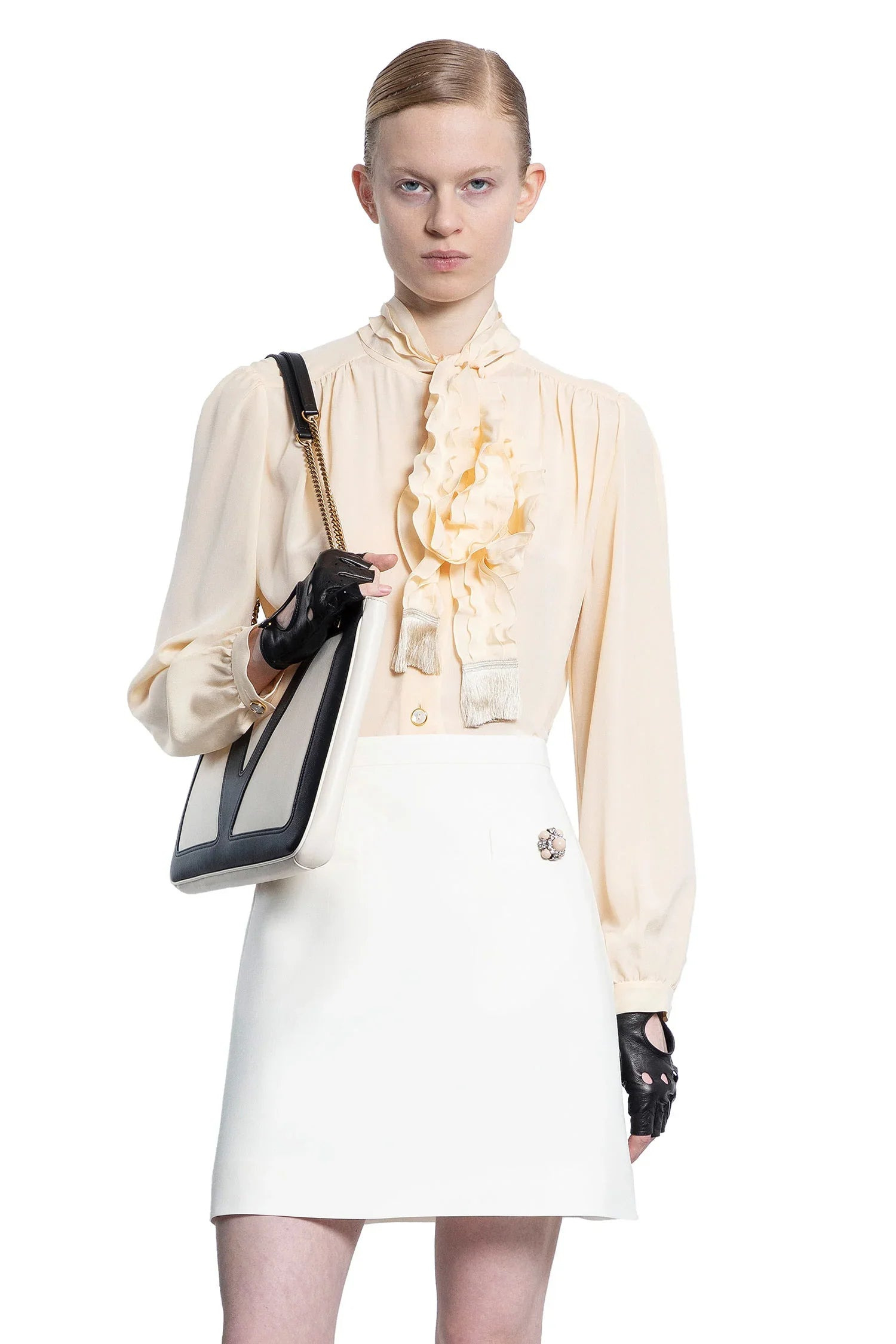 Ruffled-Bow-Crepe-De-Chine-Shirt - 5