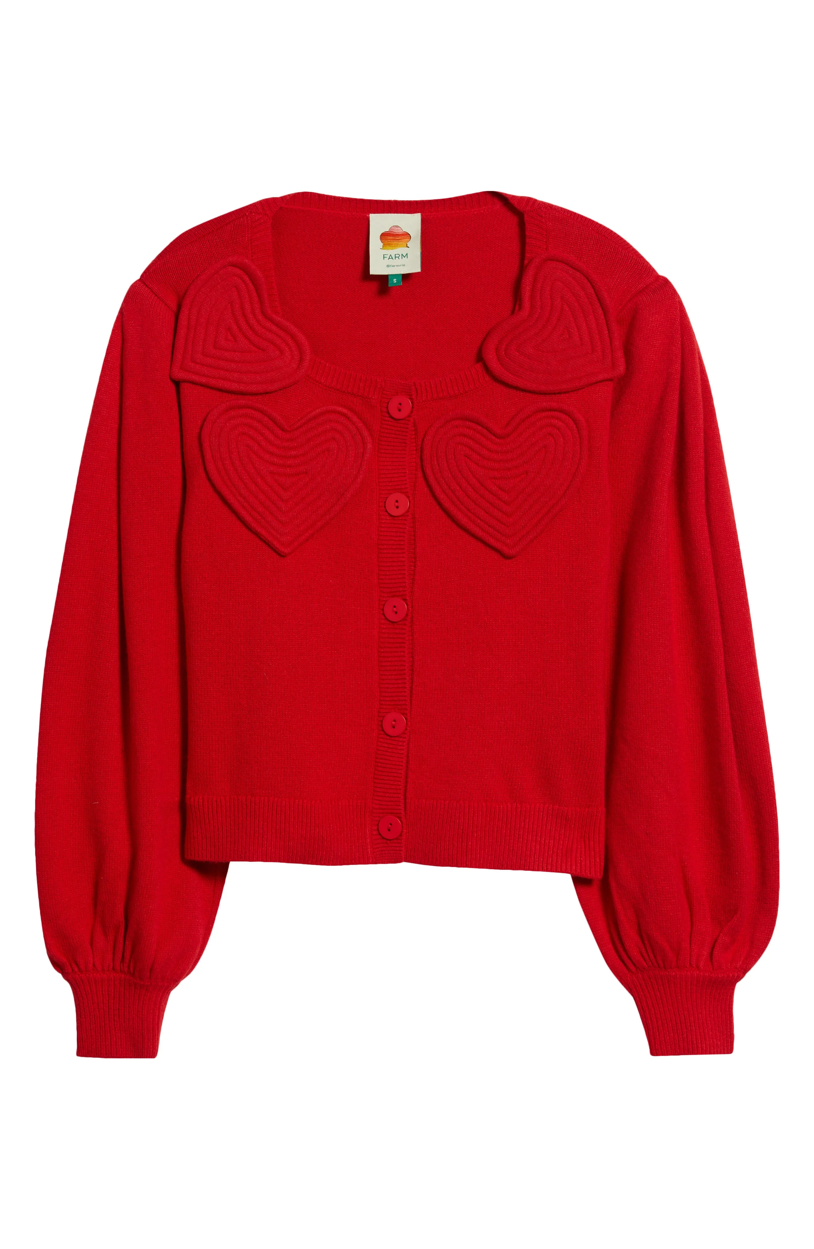 FARM Rio Red Heartful Knit Cardigan at Nordstrom - 1