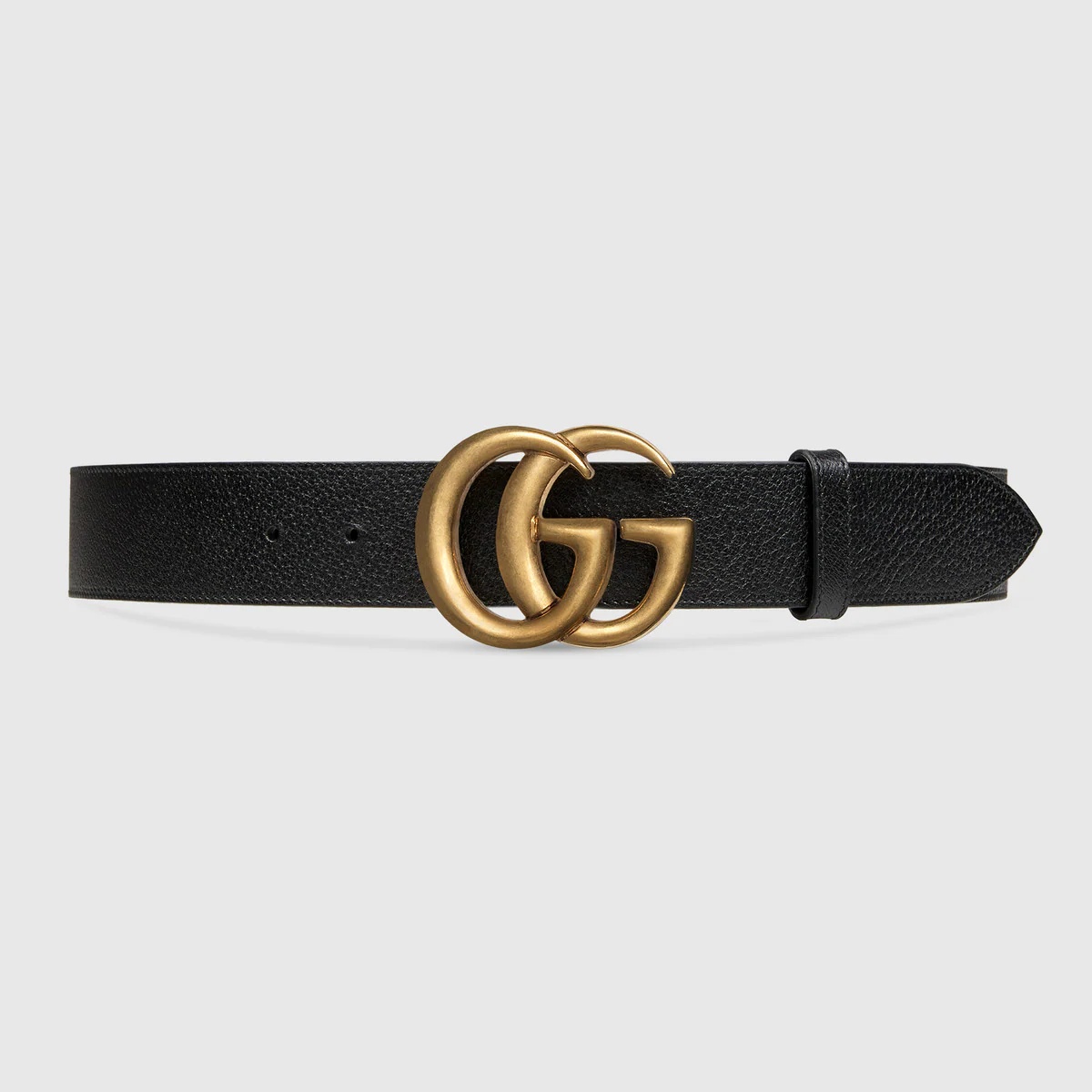 Wide leather belt with Double G buckle - 1