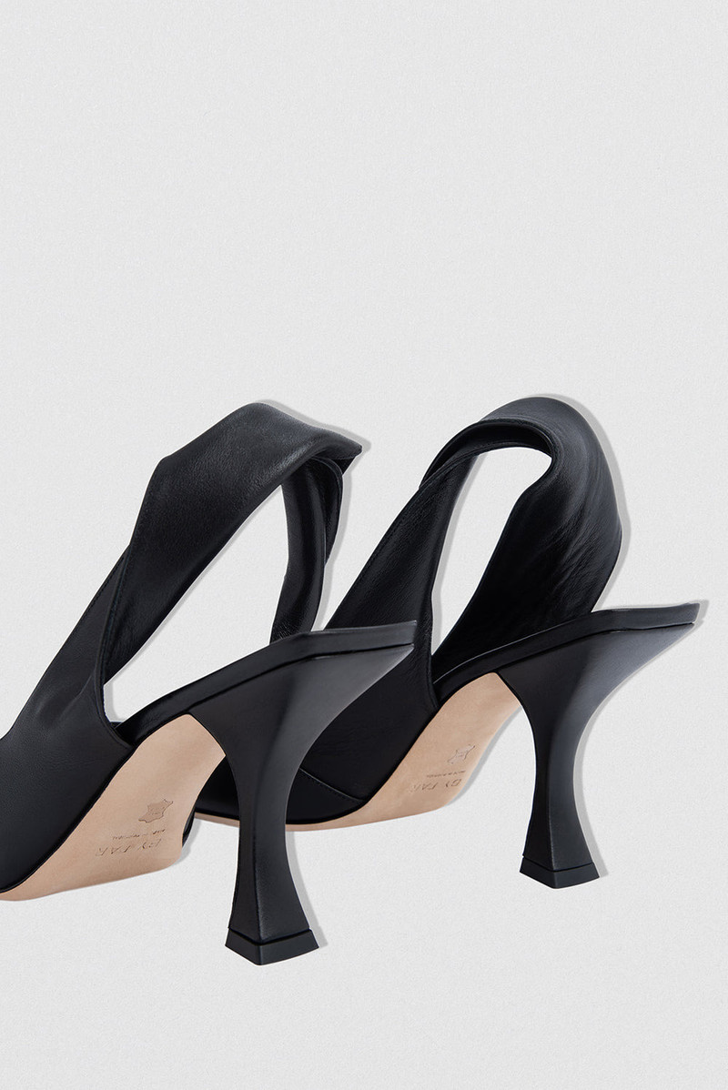 Yasha Black Nappa Leather Slingback Pump 5