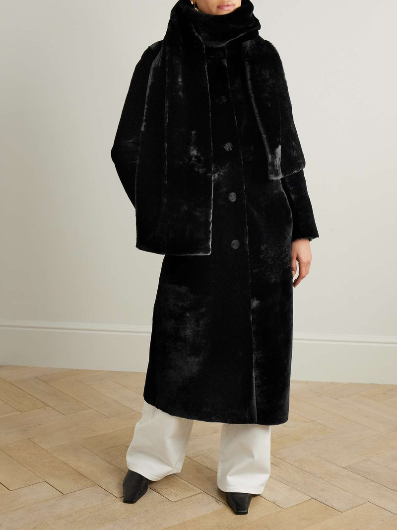 Daphne scarf-detailed shearling coat Black 3