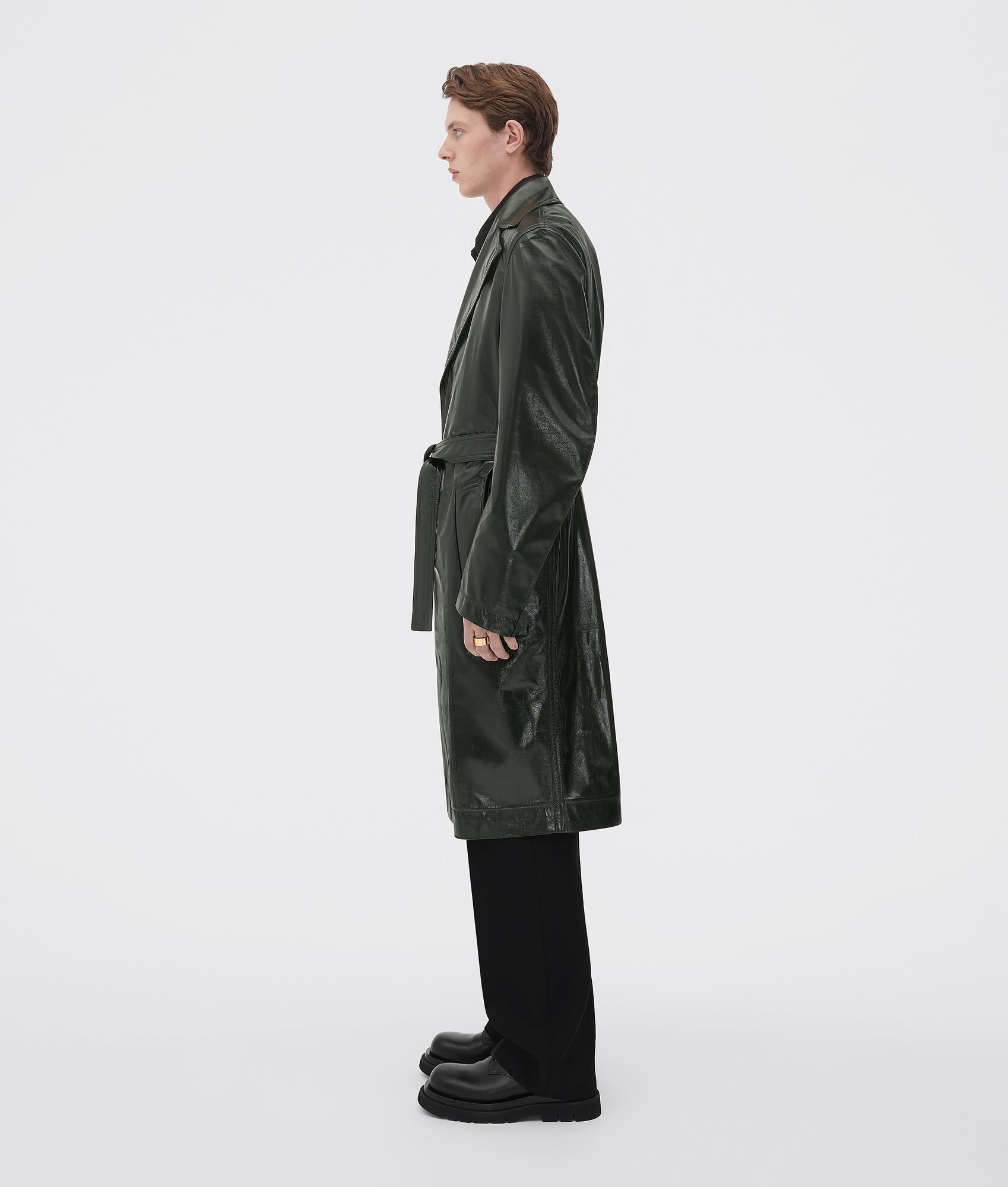 shiny leather coat - 2