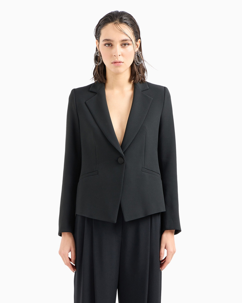 EMPORIO ARMANI Cady crêpe jacket with lapels outlook