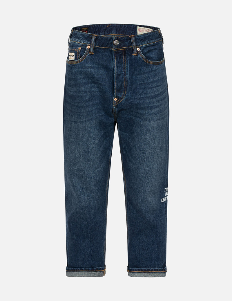 KOINOBORI PRINT AND SEAGULL EMBROIDERY CROPPED-FIT JEANS #2027 1