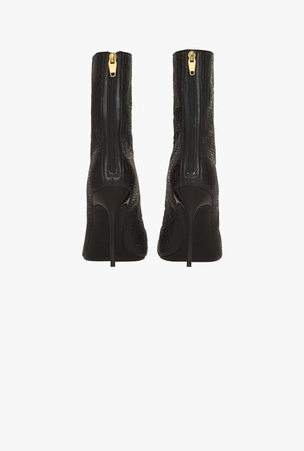Black quilted leather Skye ankle boots with Balmain monogram - 3