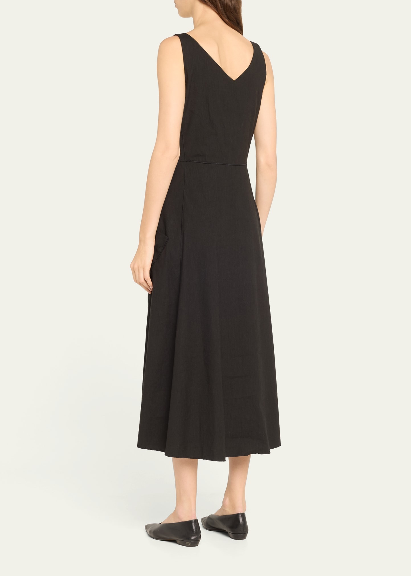 V-Neck Pocketed Sleeveless Midi Dress - 3