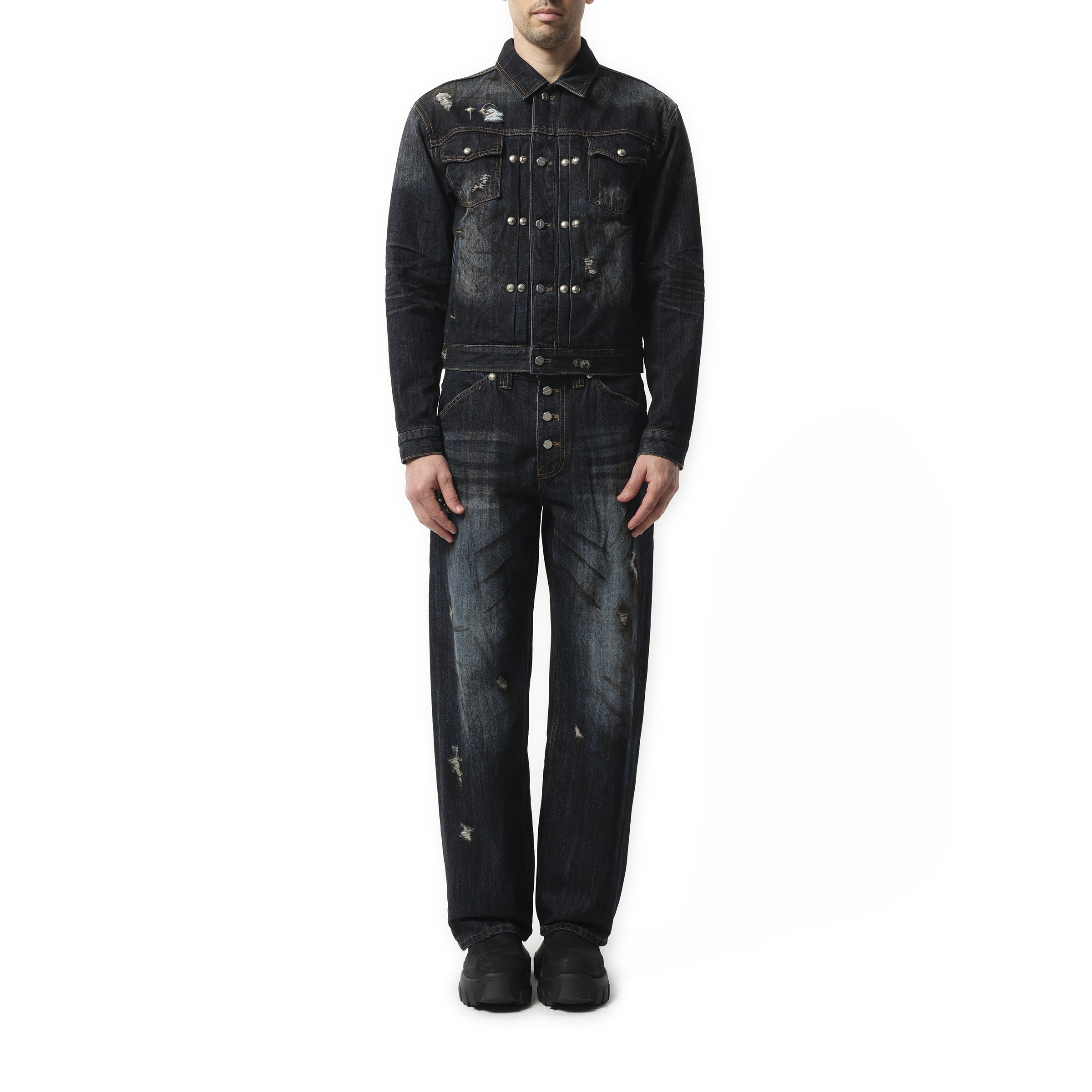 Burn Down Denim Jacket in Blue - 4