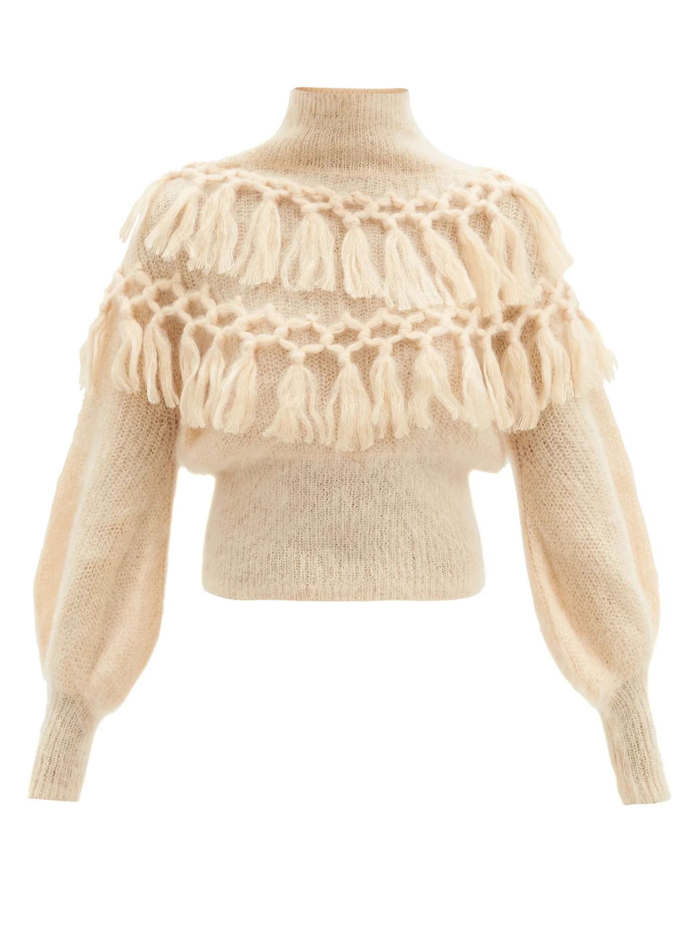 Ladybeetle macramé-tassel mohair-blend sweater - 1