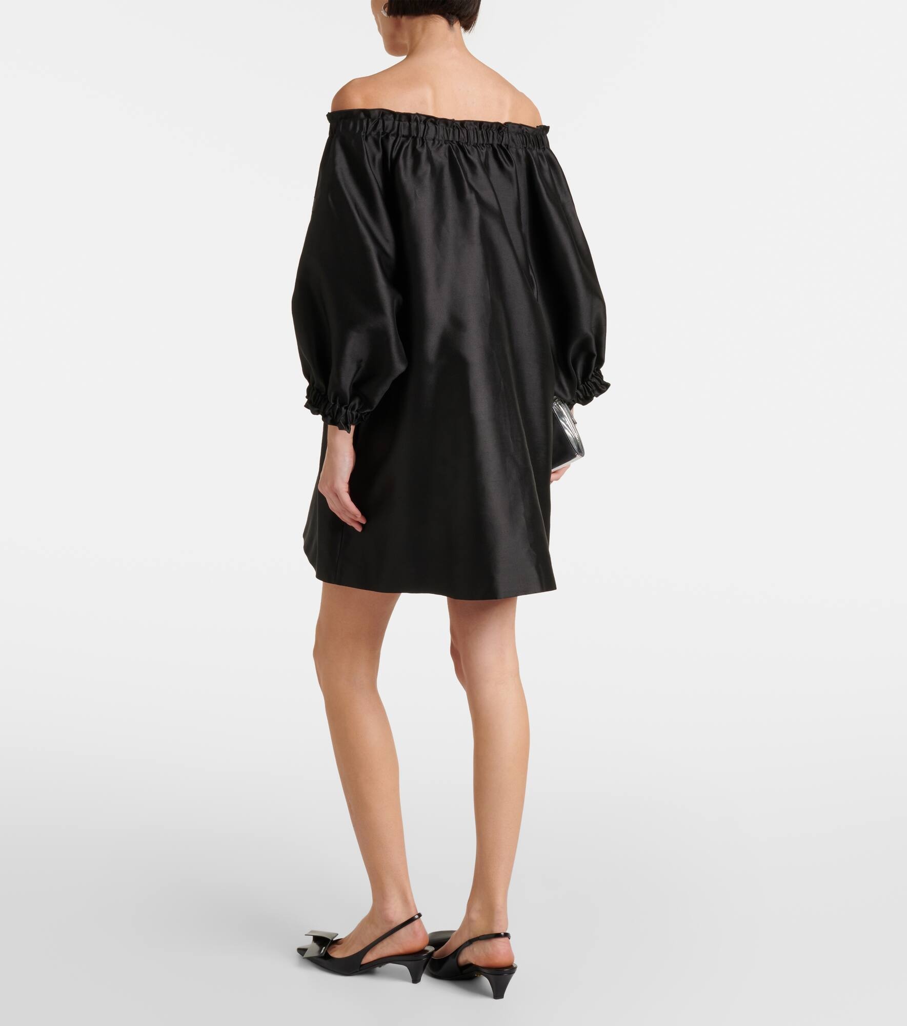 Lepre off-shoulder silk and cotton minidress - 3