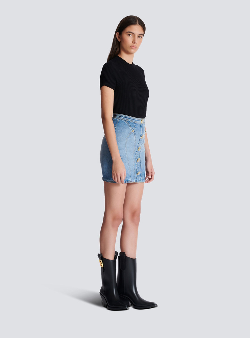Buttoned denim skirt 3