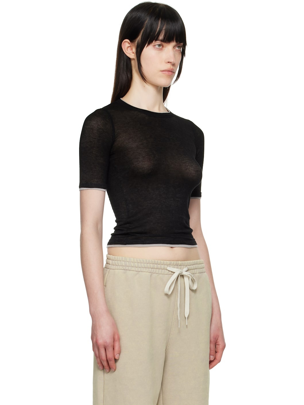 Black Contrast Edge T-shirt - 2