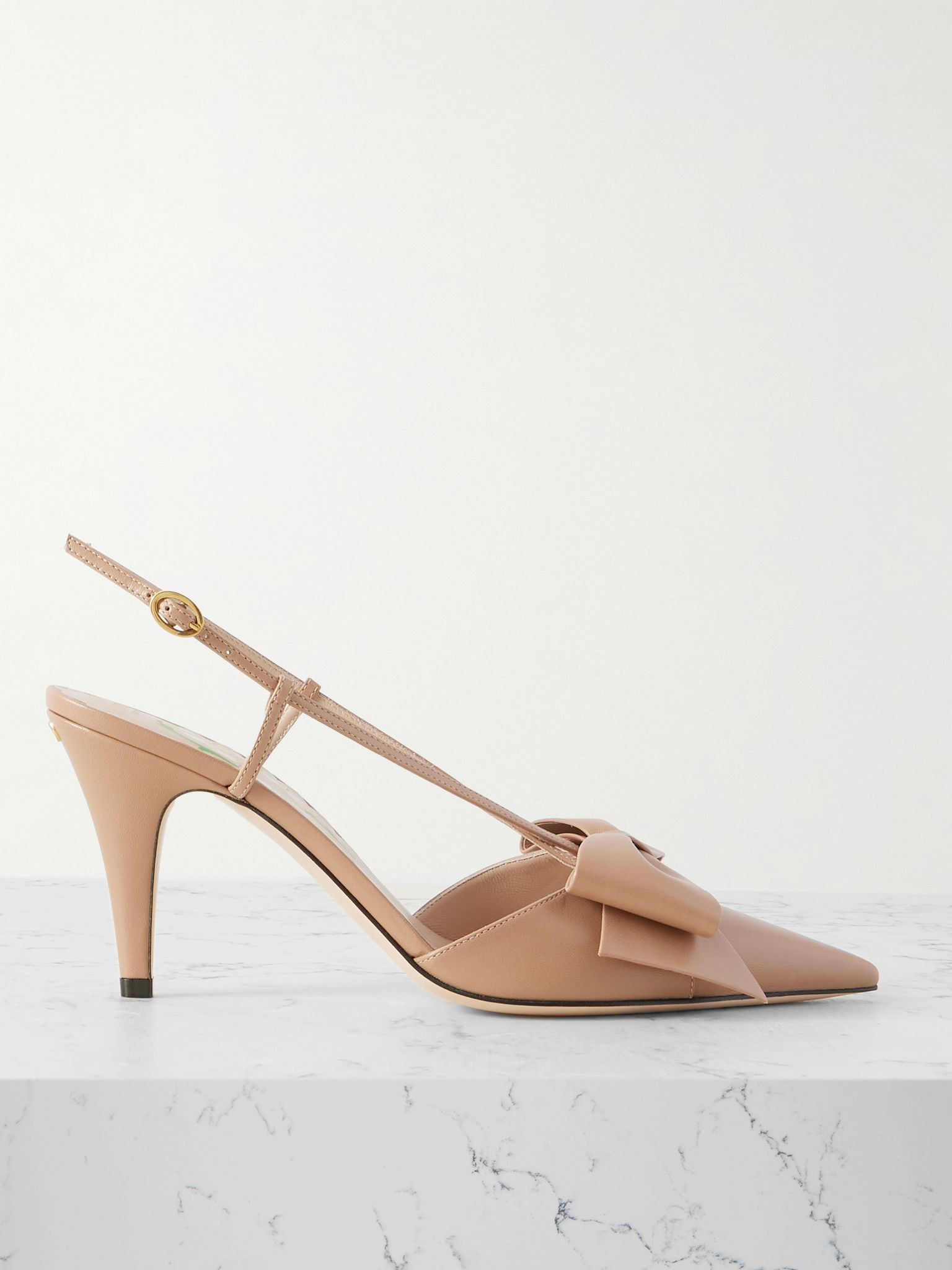 85 Bowow bow-detailed leather slingback pumps Blush - 1
