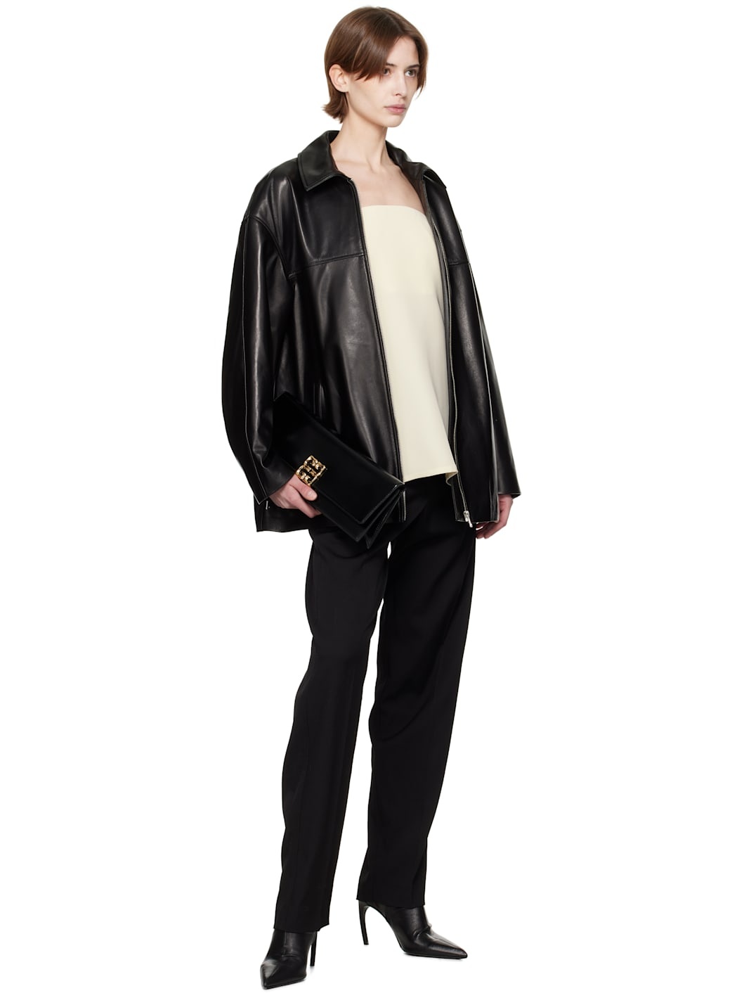 Black Layne Sleek Leather Jacket - 4