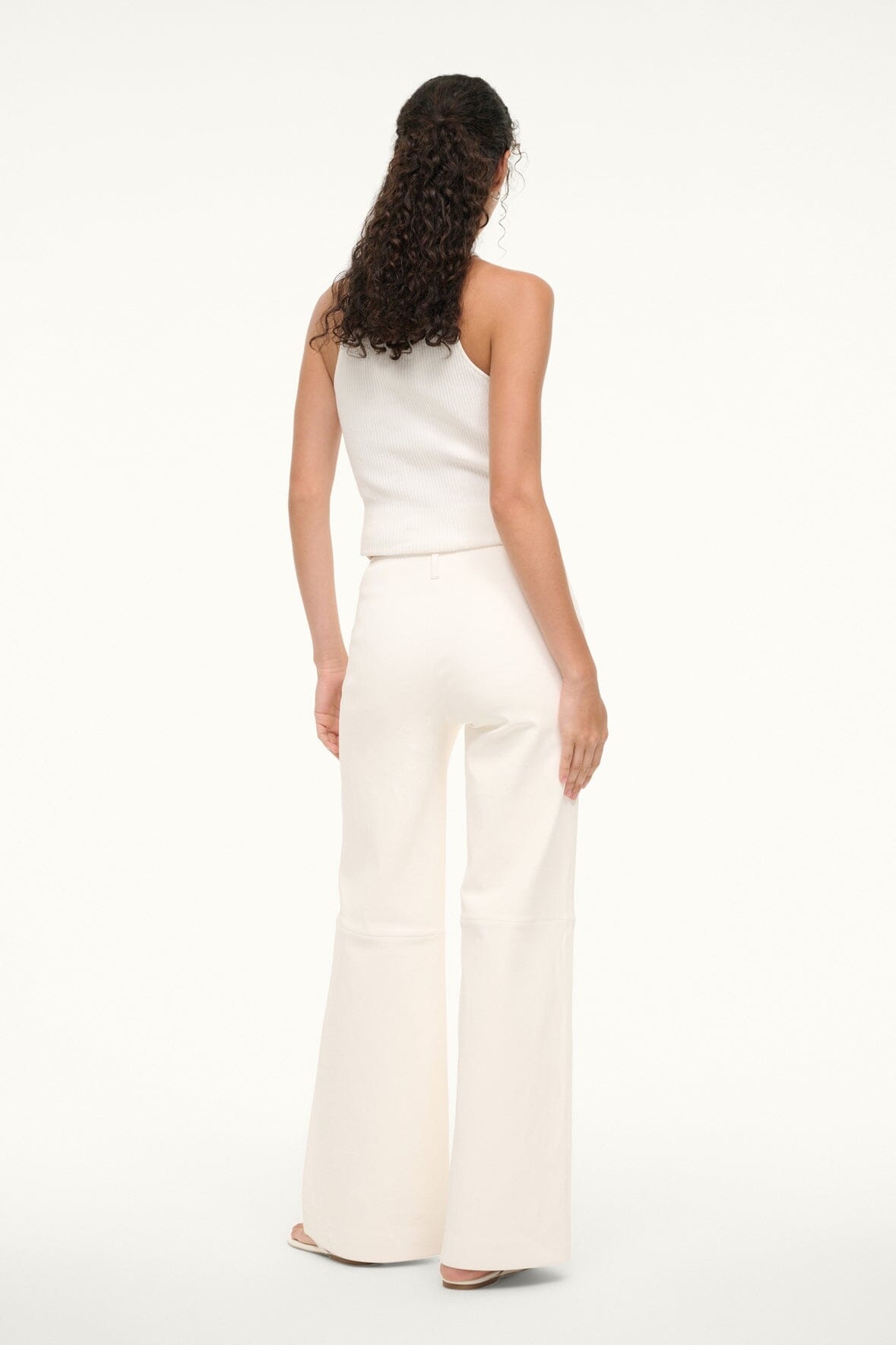 STAUD ALINE LEATHER PANTS IVORY - 5