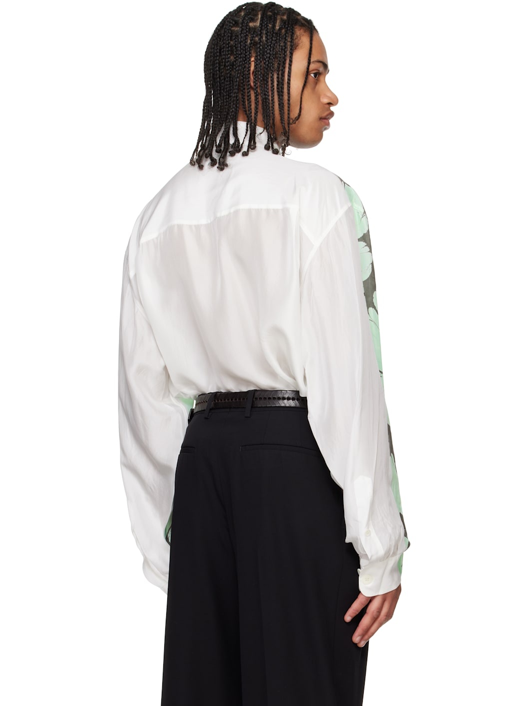 Green & White Printed Shirt - 3
