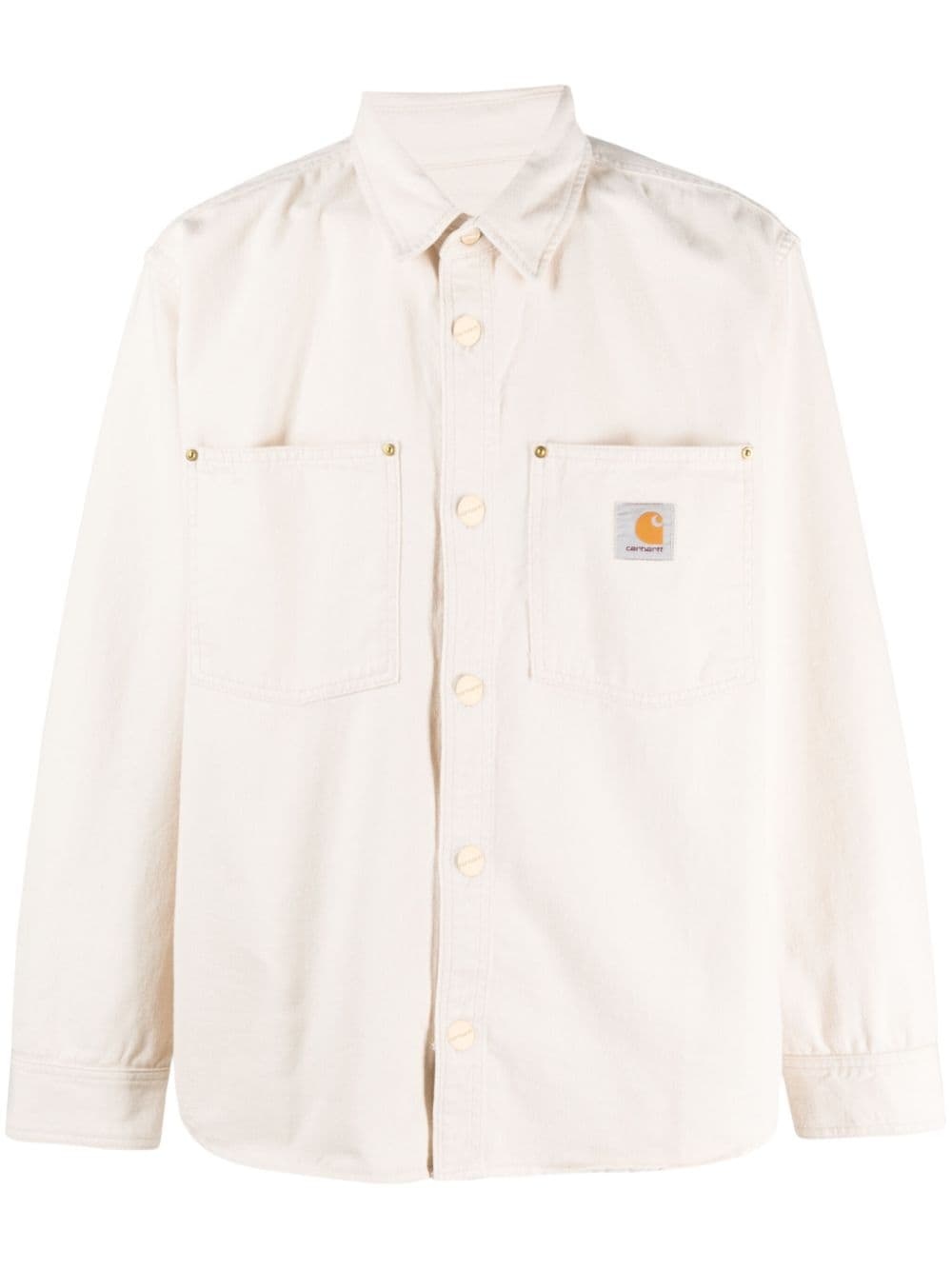 logo-patch cotton shirt - 1