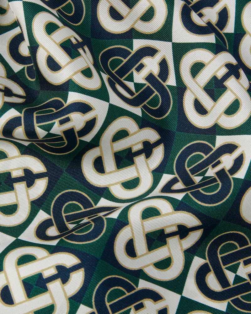 Green & Navy Check Monogram Silk Trousers | Casablanca Paris 3