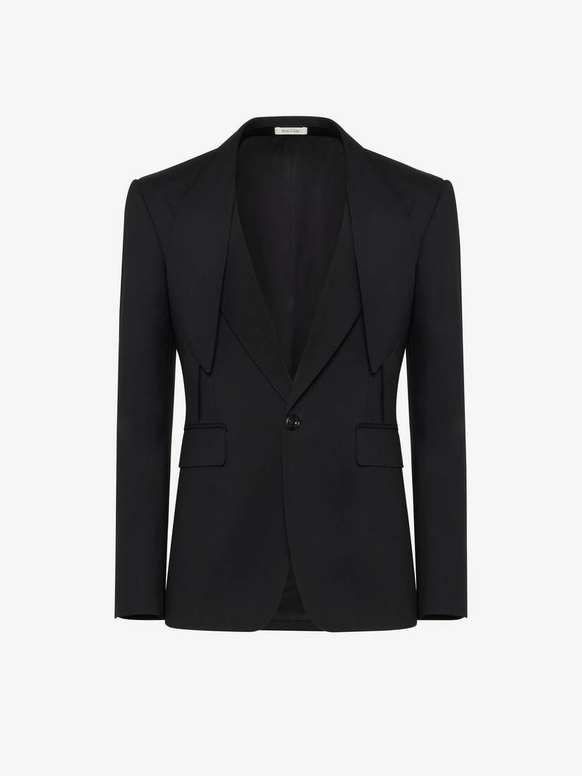【関税&送料込】Alexander Mcqueen Black Single-Breasted Jack Alexander McQueen Men's Reverse Lapel Single-breasted Jacket