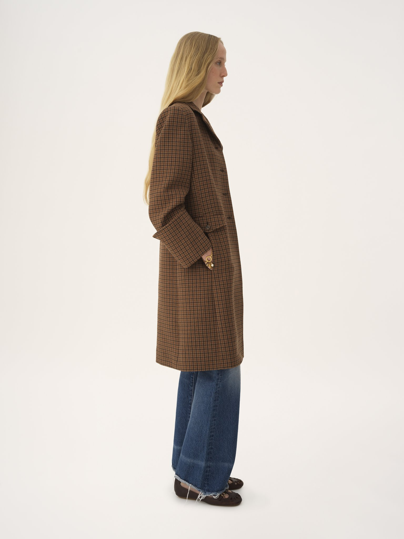 RIDING COAT IN HOUNDSTOOTH WOOL - 5